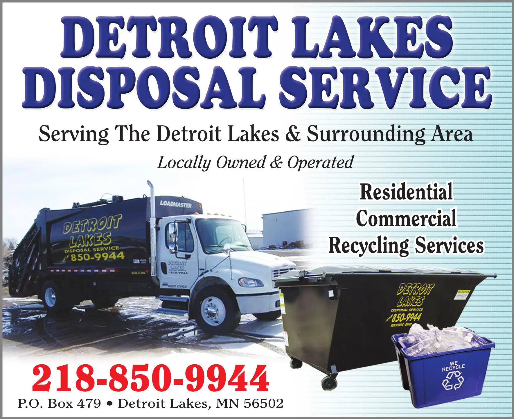 Garbage & Rubbish Collection print ad for Detroit Lakes Disposal Service
