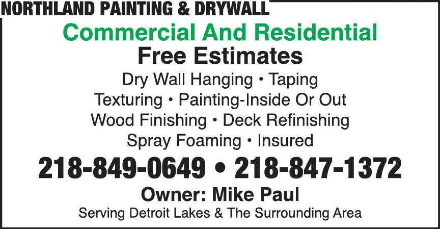 Painting Contractors print ad for Northland Painting & Drywall