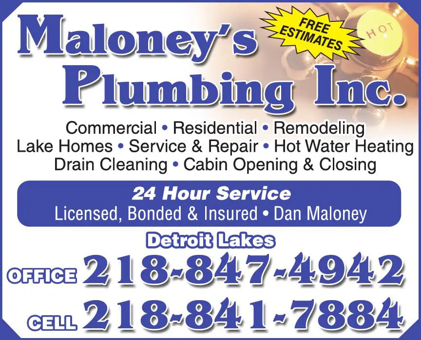 Plumbing Contractors print ad for Maloney's Plumbing Inc
