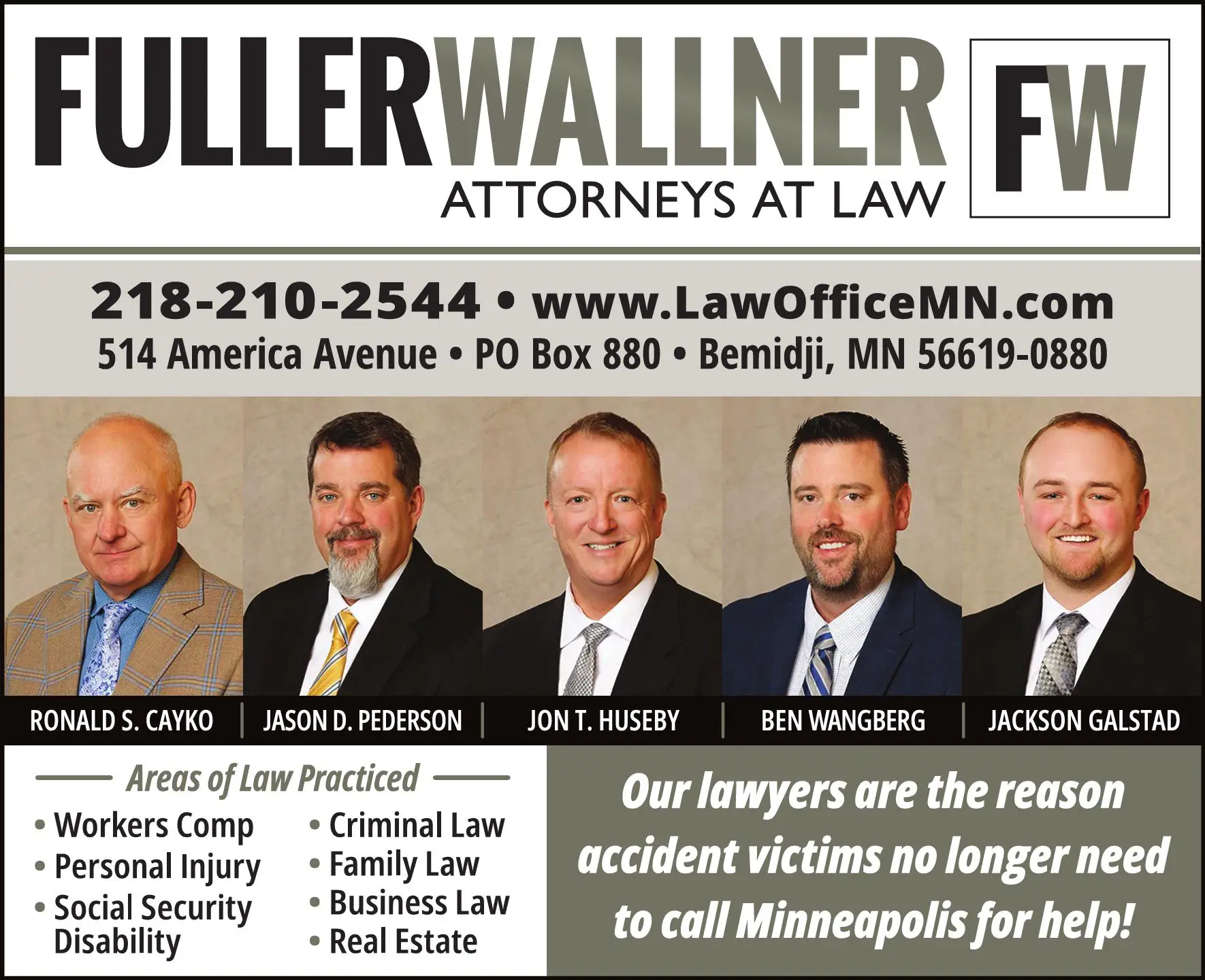 Attorneys print ad for Fuller Wallner ^ Attorneys At Law