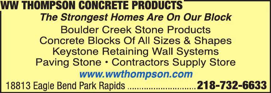 Concrete Products print ad for WW Thompson Concrete Products