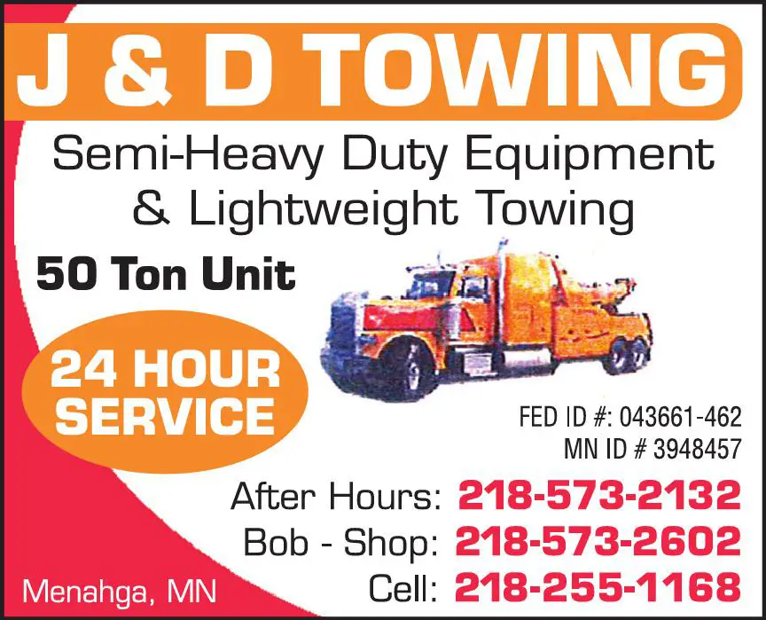 Towing - Truck print ad for J & D Towing
