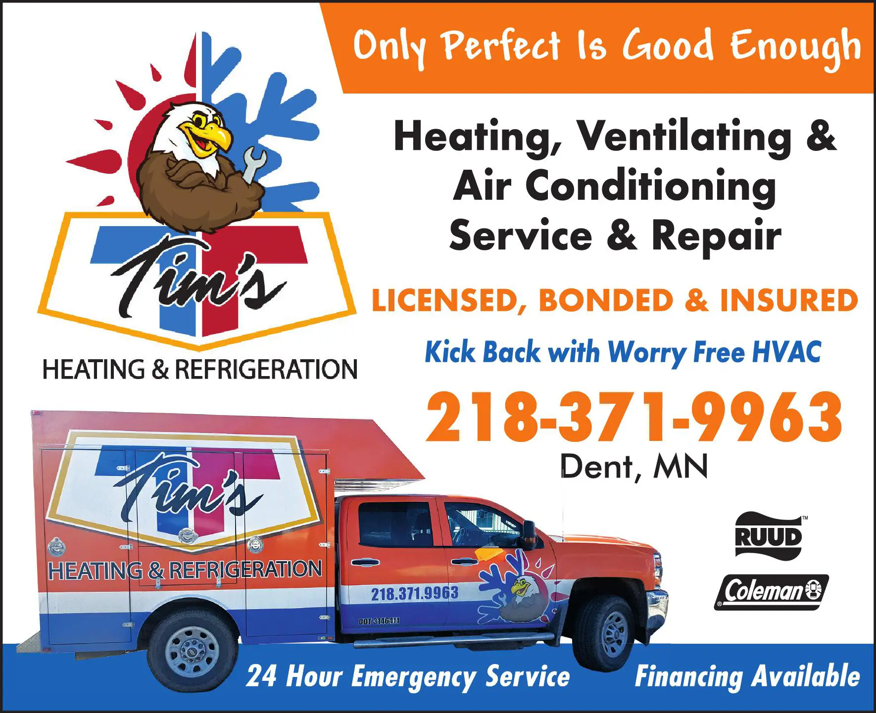Air Conditioning - Contractors print ad for Tim's Heating And Refrigeration