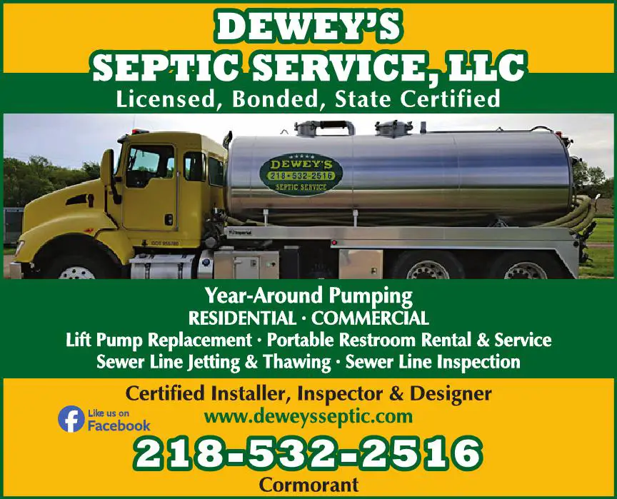 Septic Tanks & Systems - Cleaning print ad for Dewey's Septic Service LLC
