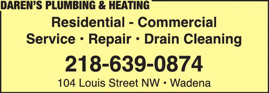 Plumbing Contractors print ad for Daren's Plumbing & Heating