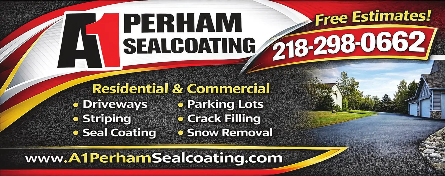 Paving Contractors print ad for A1 Perham Sealcoating