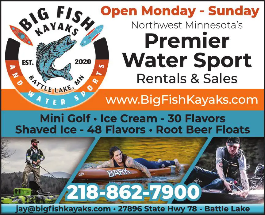 Kayaks print ad for Big Fish Kayaks & Water Sports
