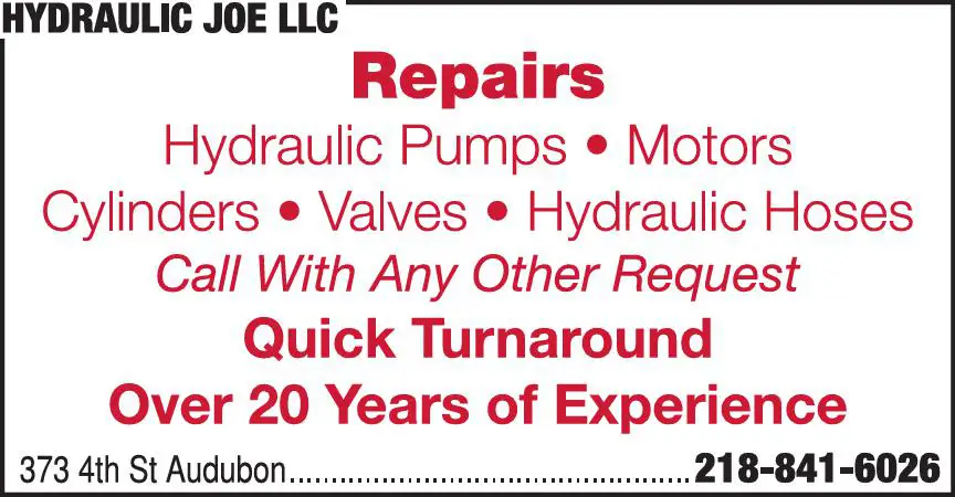 Hydraulic Equipment Repair print ad for Hydraulic Joe LLC