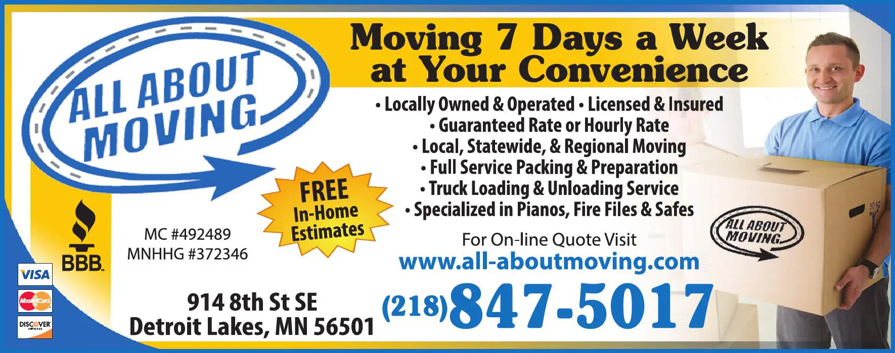 Movers print ad for All About Moving
