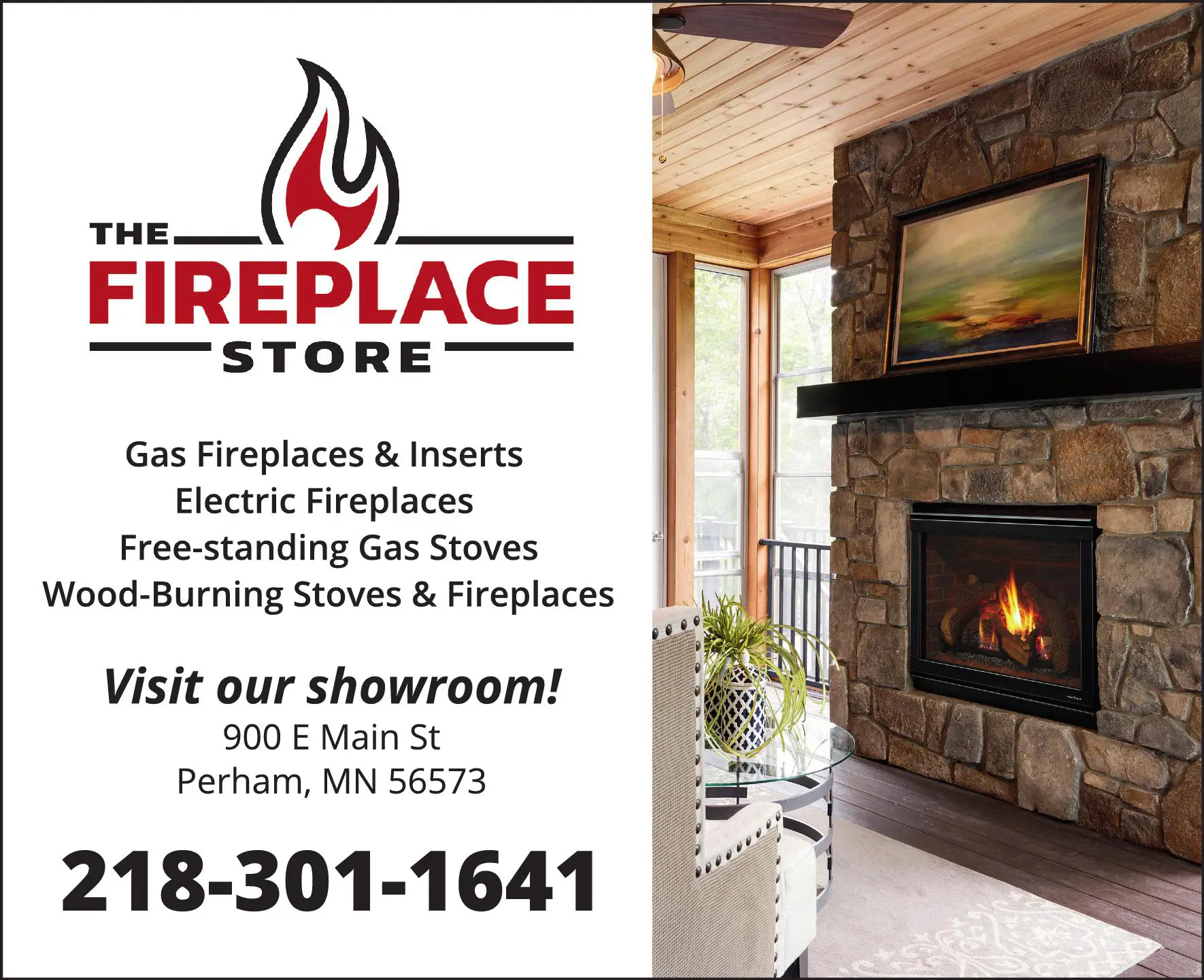 Fireplaces print ad for Ellingson Plumbing ^ Heating ^ A/C & Electrical
