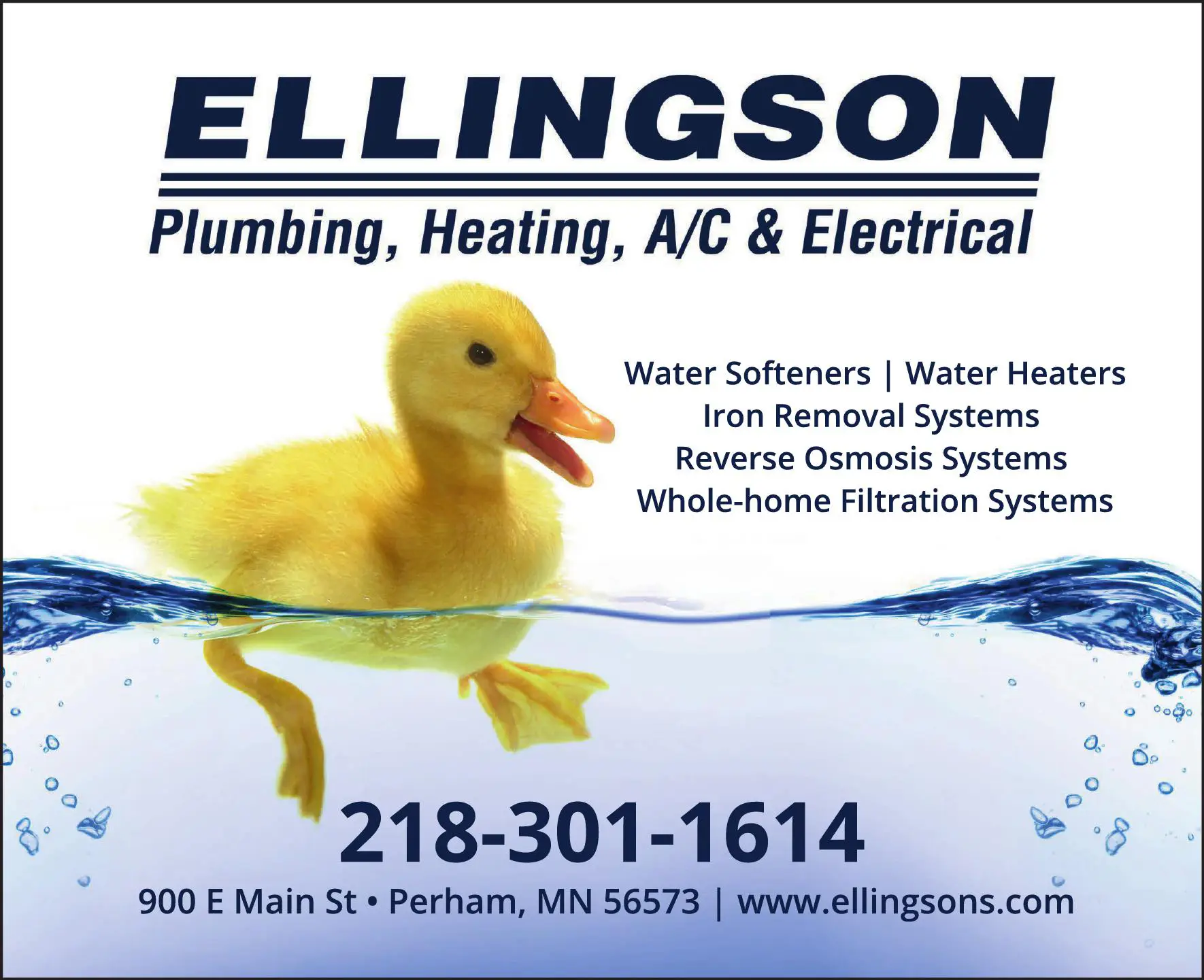 Water Softening & Conditioning Equipment - Service & Supplies print ad for Ellingson Plumbing ^ Heating ^ A/C & Electrical