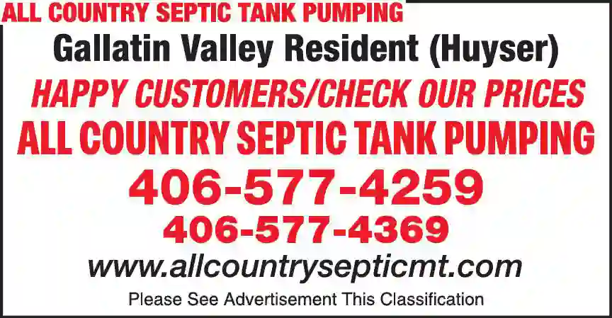 Septic Tanks & Systems - Cleaning print ad for All Country Septic Tank Pumping