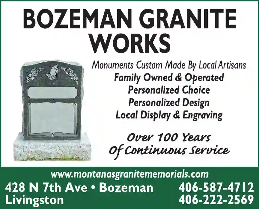 Monuments print ad for Bozeman Granite Works