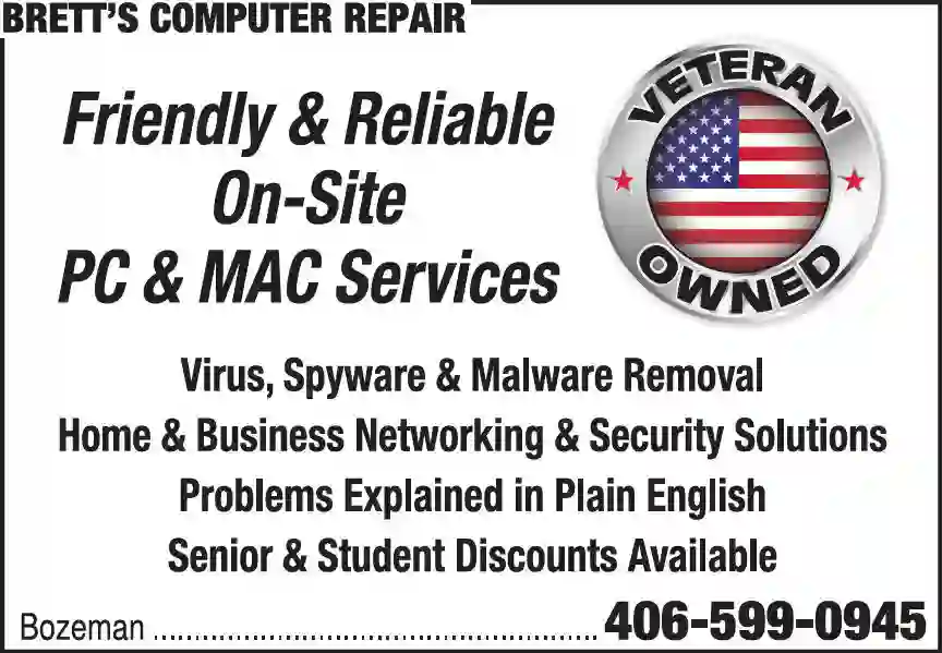 Computers - Service & Repair print ad for Brett's Computer Repair