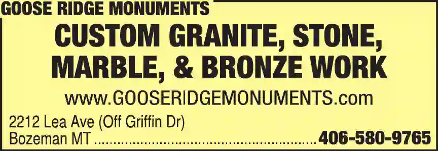 Monuments print ad for Goose Ridge Monuments