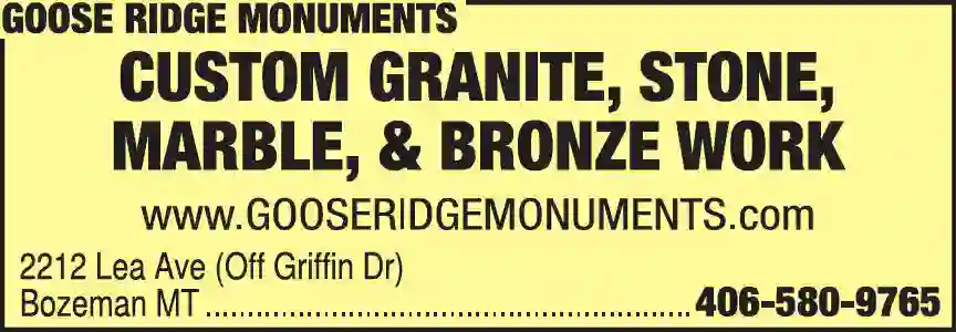 Headstones print ad for Goose Ridge Monuments