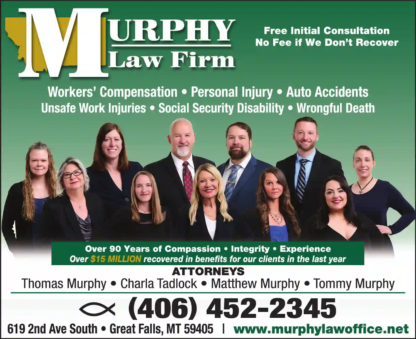 Attorneys - Workers Compensation print ad for Murphy Law Firm