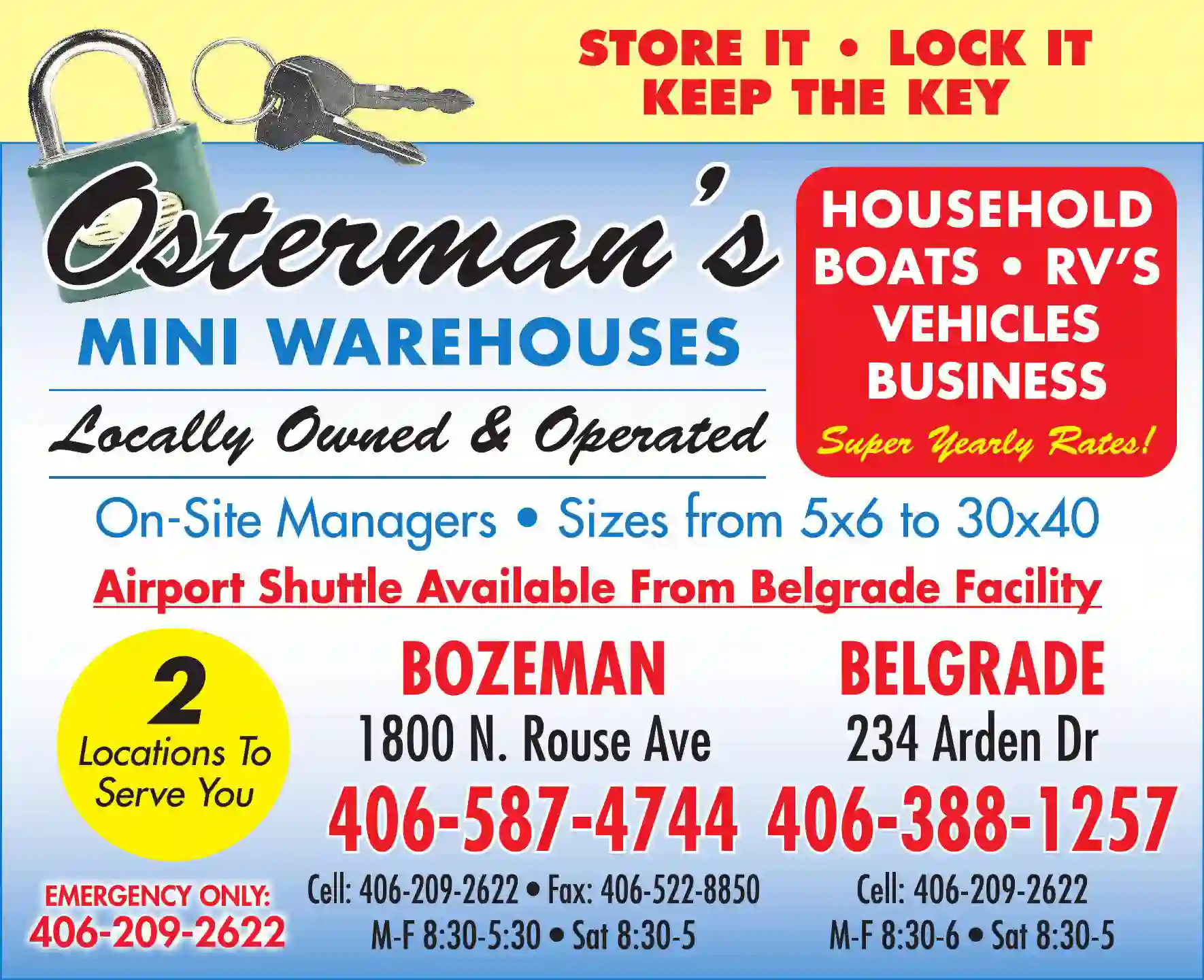 Storage - Household & Commercial print ad for Osterman's Mini Warehouses