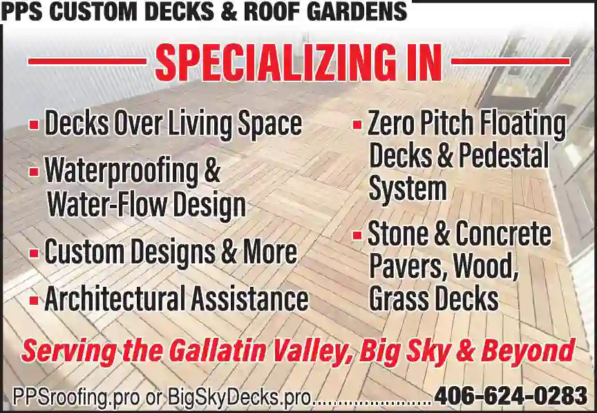 Decks - Construction & Maintenance print ad for PPS Custom Decks & Roof Gardens