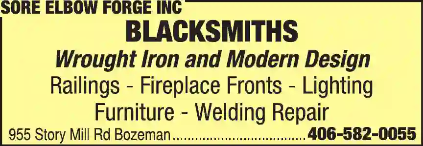 Metal Fabricators print ad for Sore Elbow Forge Inc