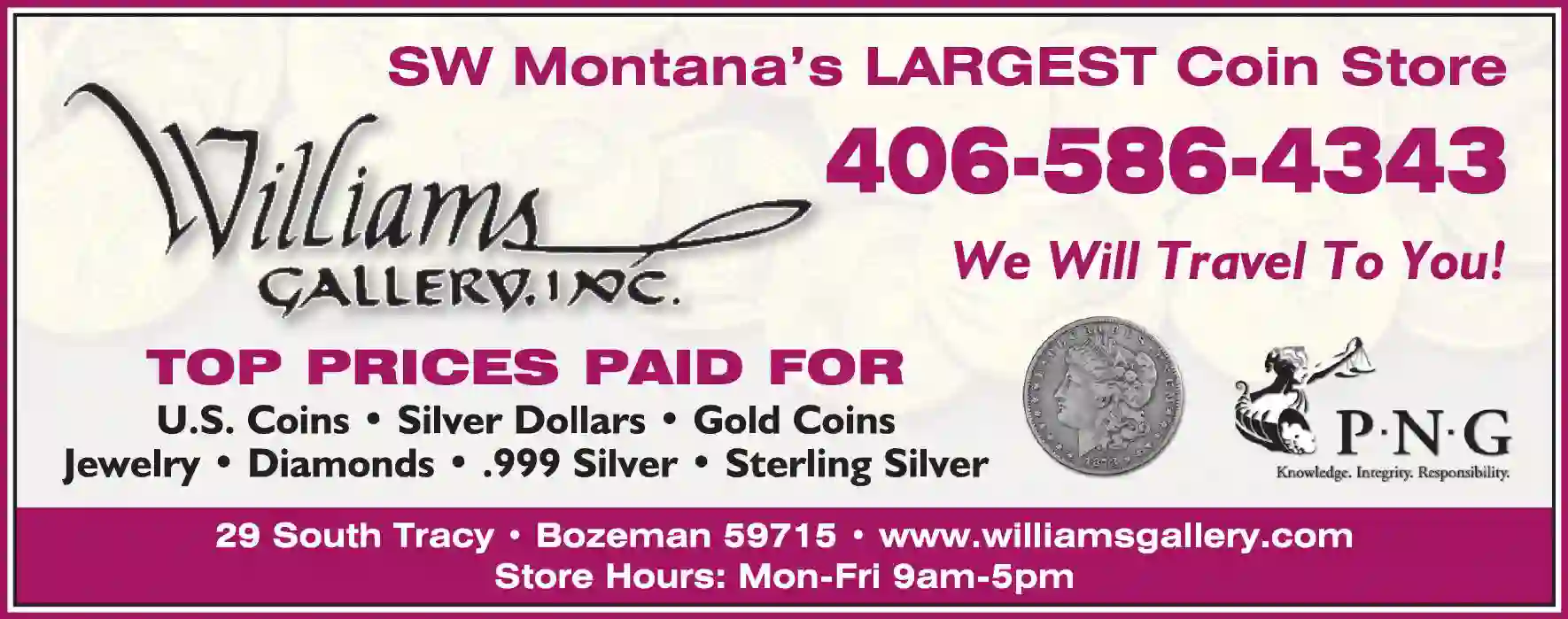 Coin Dealers Supplies, Etc. print ad for Williams Gallery Inc