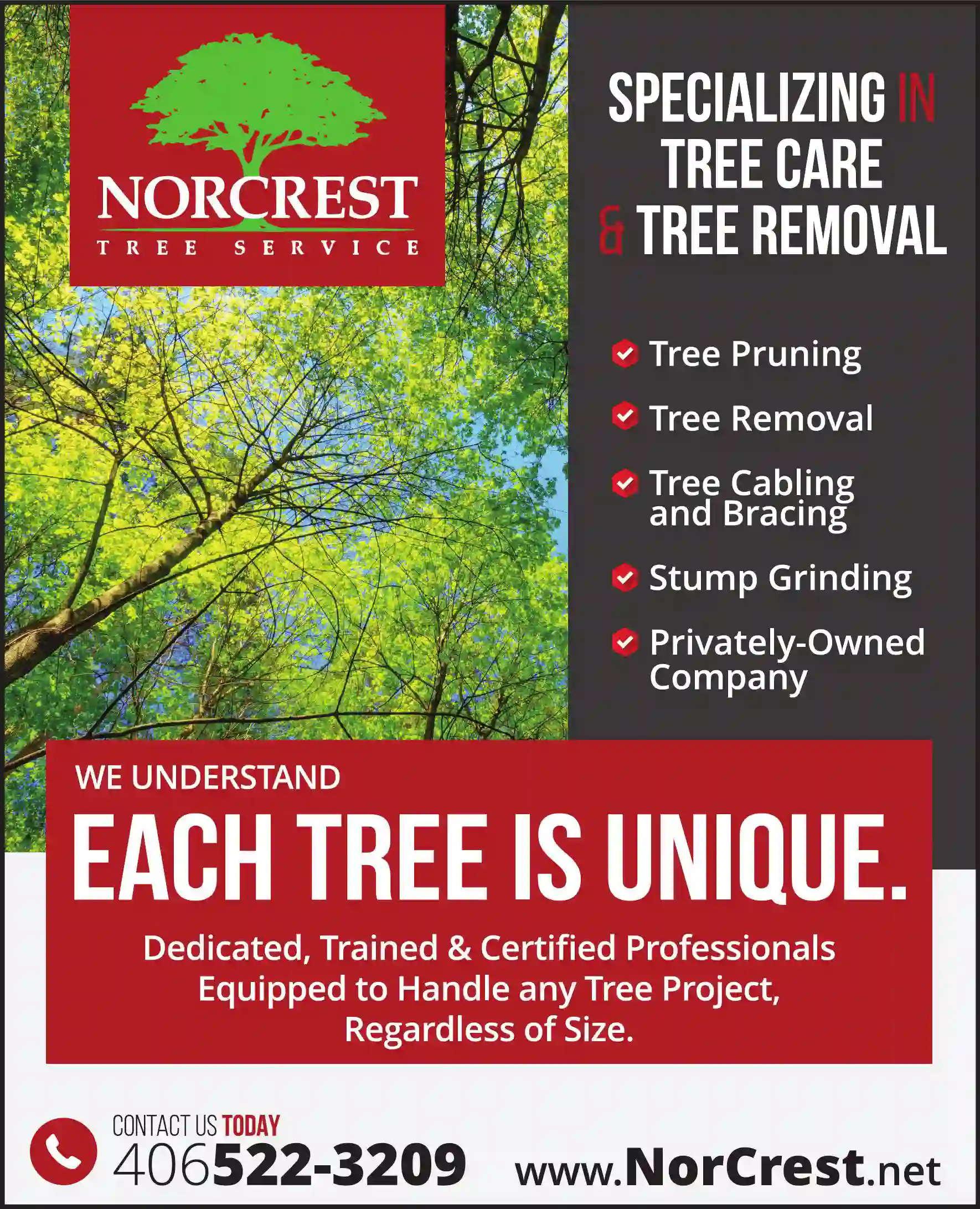 Tree Service print ad for NorCrest Tree Service