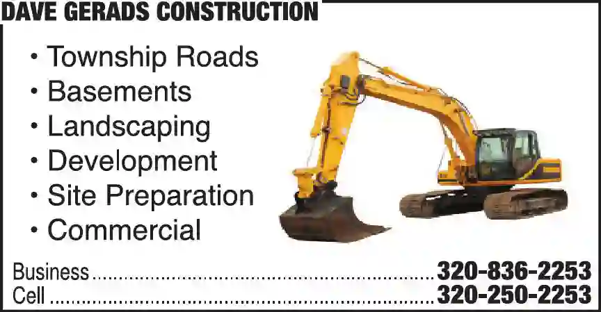 Excavating Contractors print ad for Dave Gerads Construction