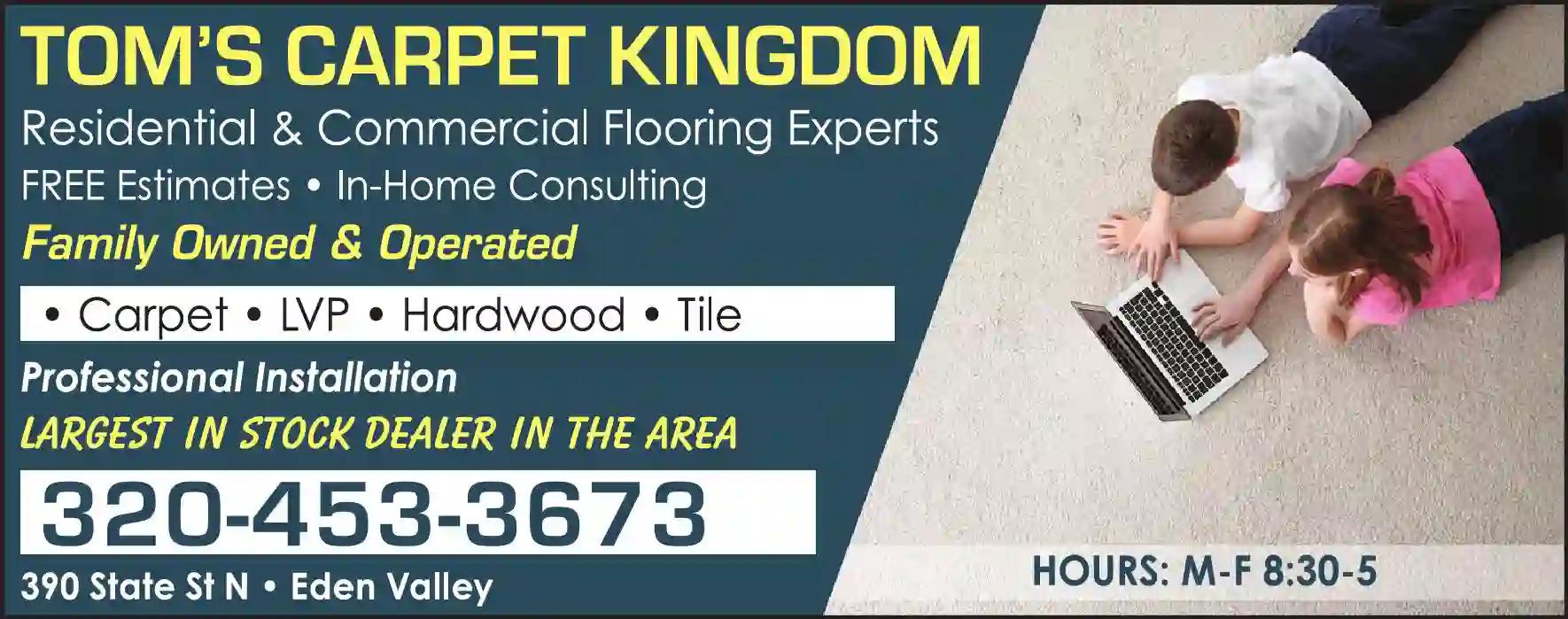 Carpet & Rug Dealers - New print ad for Tom's Carpet Kingdom