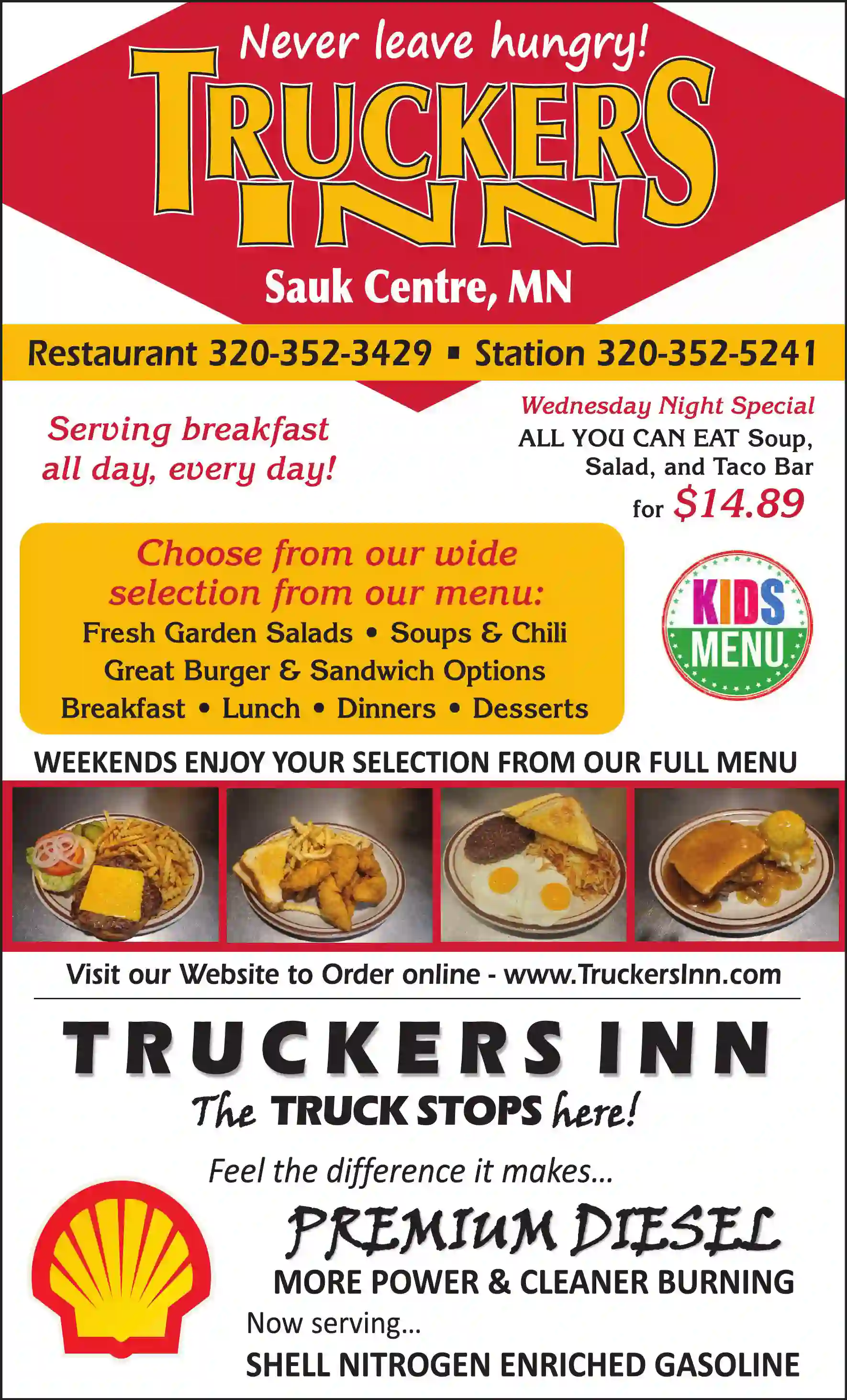 Restaurants print ad for Truckers Inn