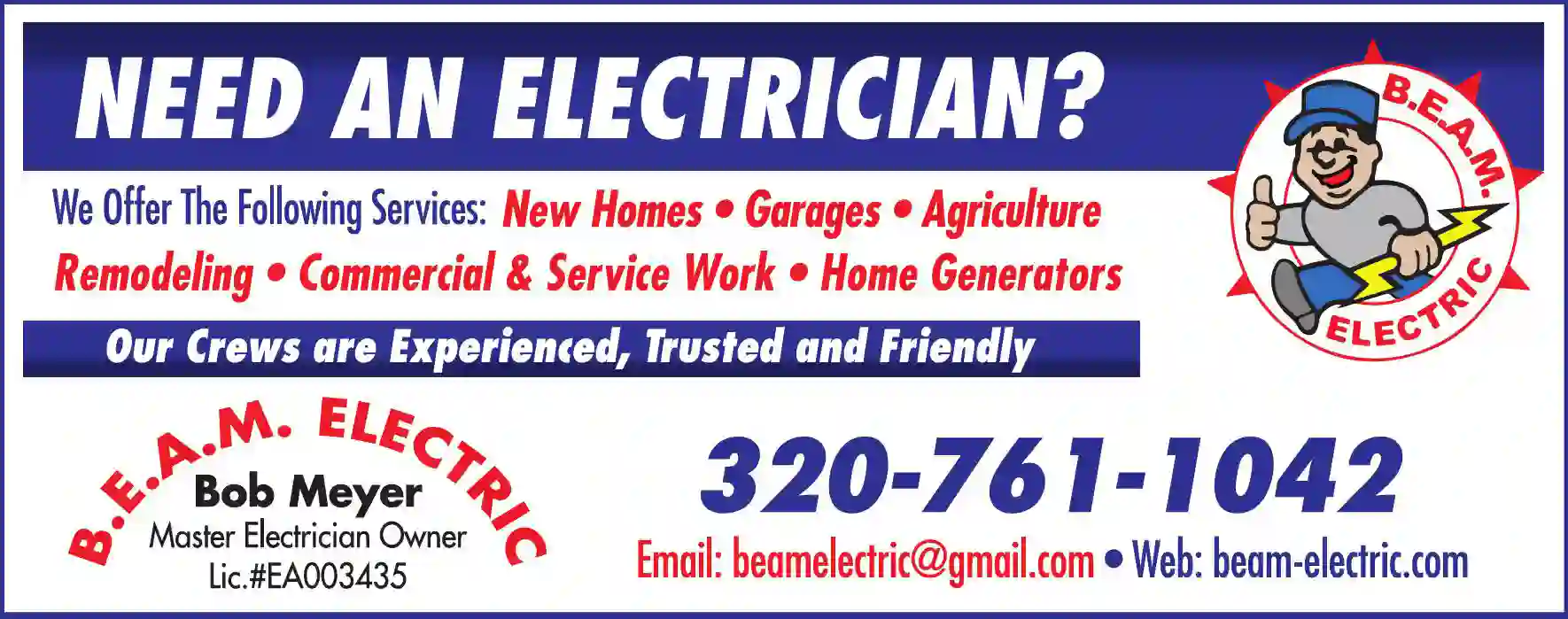 Electric Contractors print ad for BEAM Electric