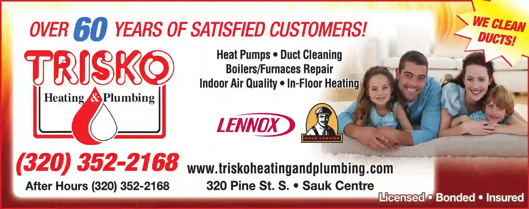 Heating Contractors print ad for Trisko Heating & Plumbing