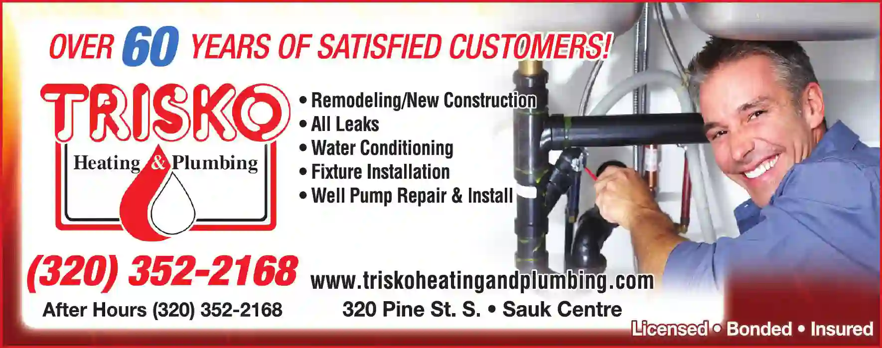 Plumbing Contractors print ad for Trisko Heating & Plumbing