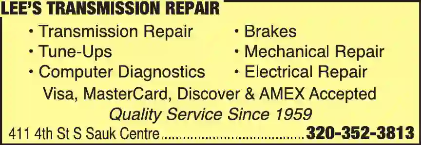 Auto Repair & Service print ad for Lee's Transmission Repair