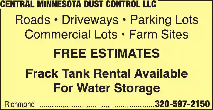 Tanks print ad for Central Minnesota Dust Control LLC