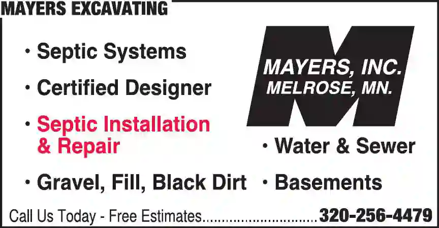 Septic Tanks & Systems - Contractors, Designers & Dealers print ad for Mayers Excavating