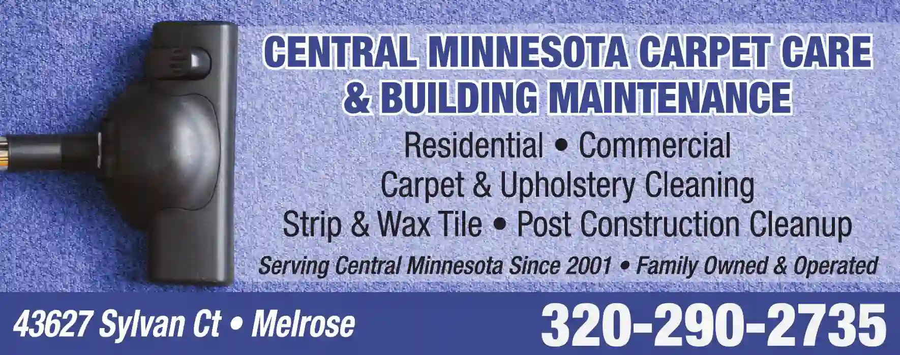 Carpet Rug & Upholstery Cleaners print ad for Central Minnesota Carpet Care & Building Maintenance