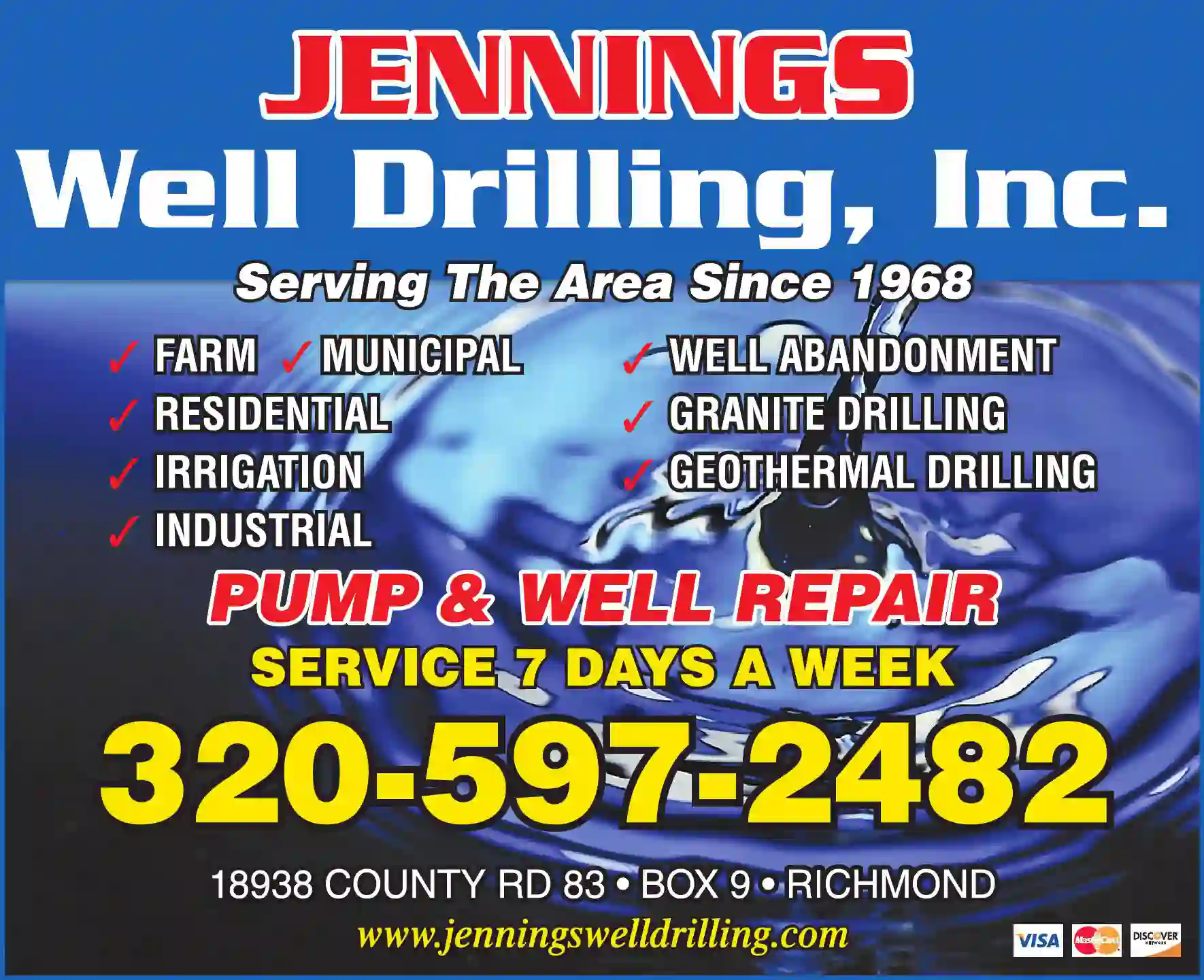 Well Drilling & Service print ad for Jennings Well Drilling Inc