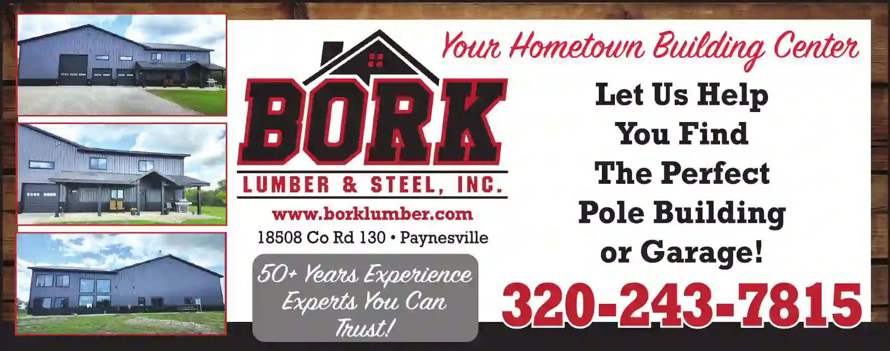 Buildings - Pole & Post Frame print ad for Bork Lumber & Steel Inc
