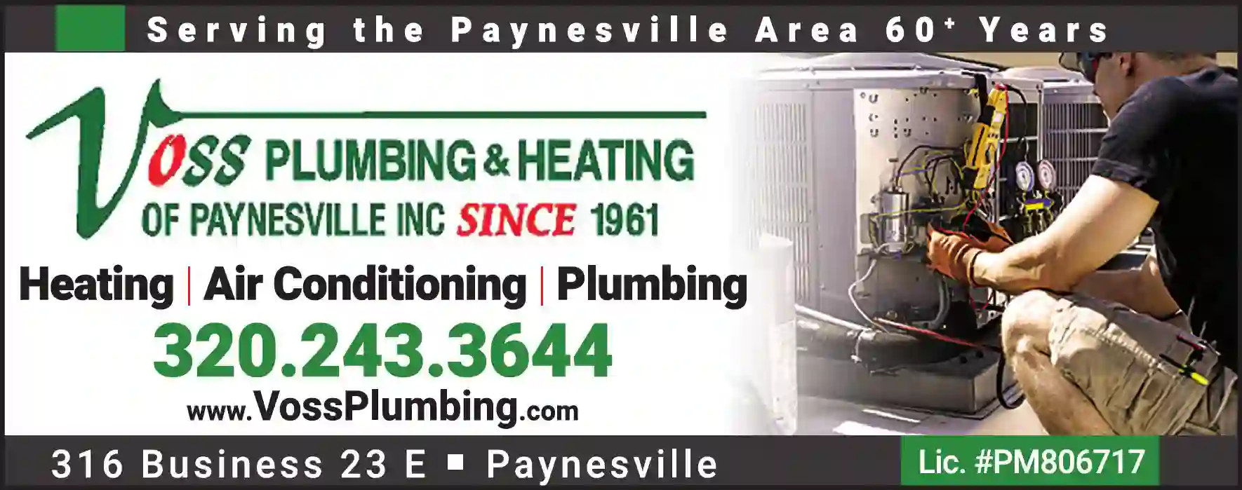 Heating Contractors print ad for Voss Plumbing Heating & Air Conditioning