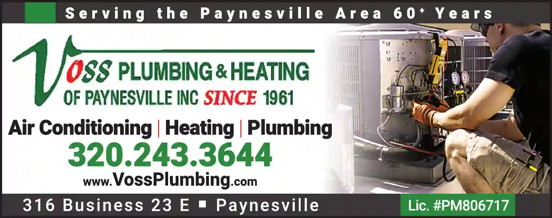Air Conditioning - Contractors print ad for Voss Plumbing Heating & Air Conditioning