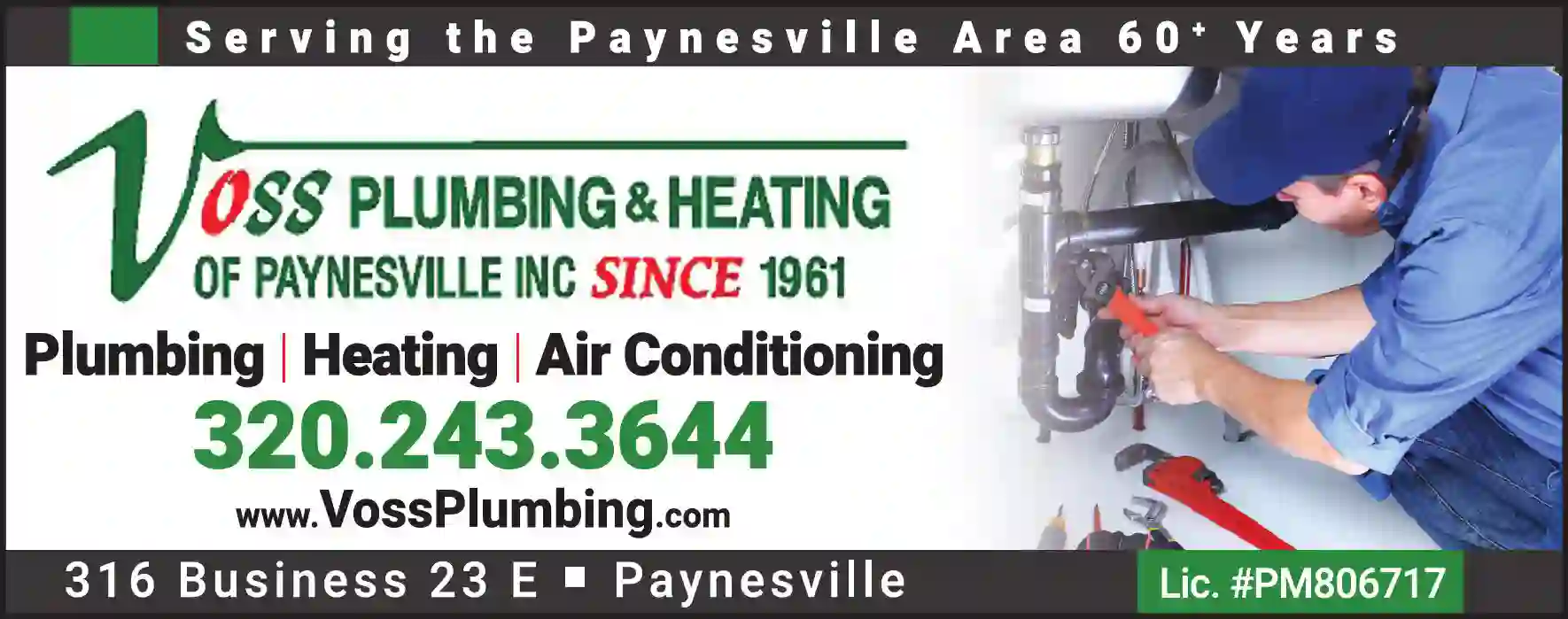 Plumbing Contractors print ad for Voss Plumbing Heating & Air Conditioning