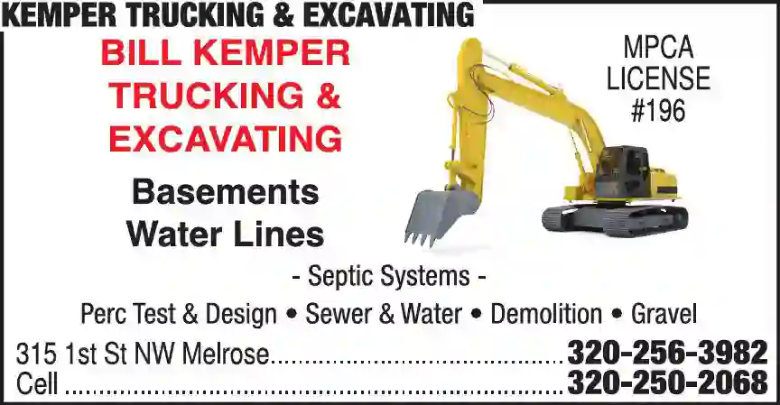 Excavating Contractors print ad for Kemper Trucking & Excavating
