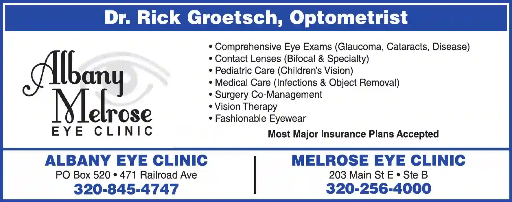 Optometrists, O.D. print ad for Melrose Eye Clinic