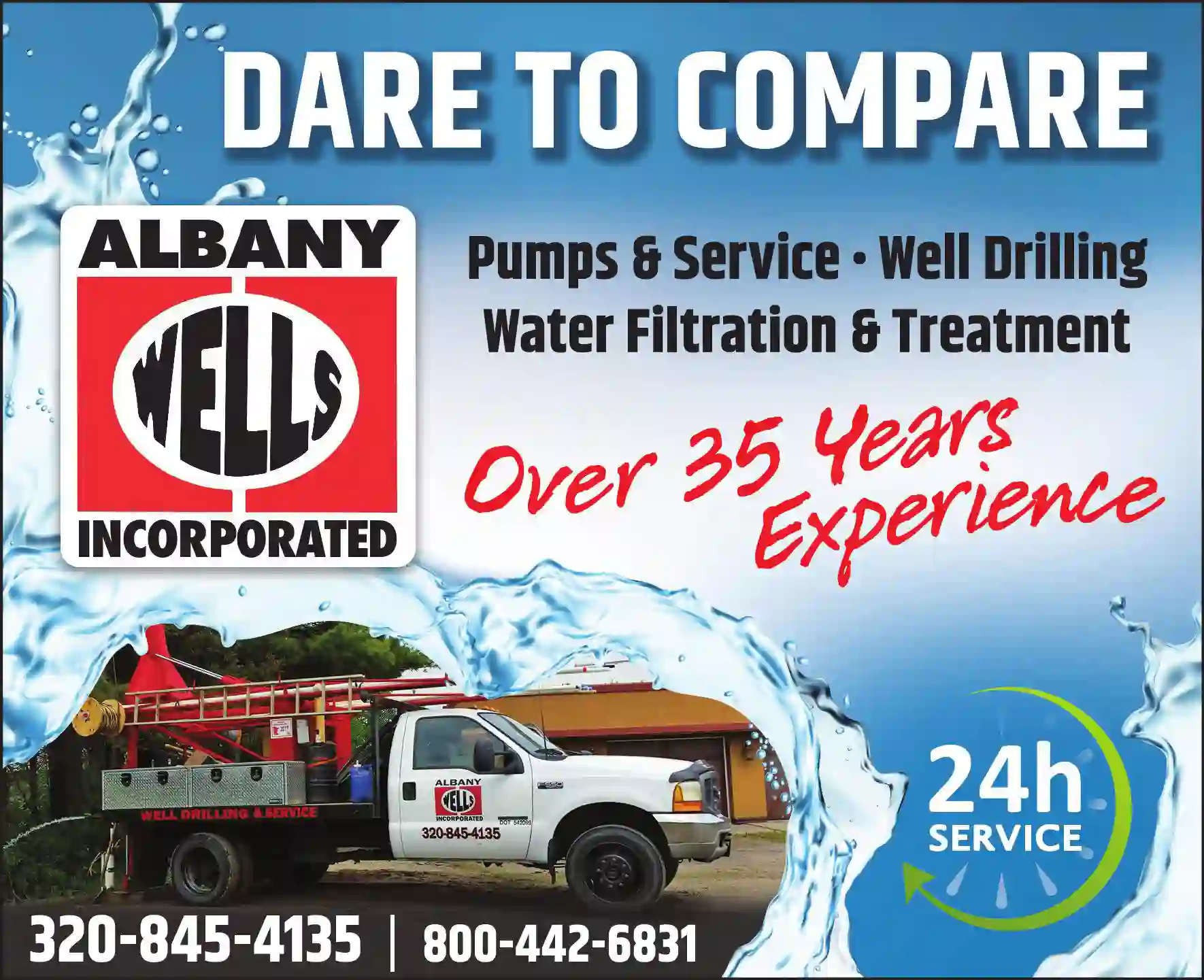 Well Drilling & Service print ad for Albany Wells Inc