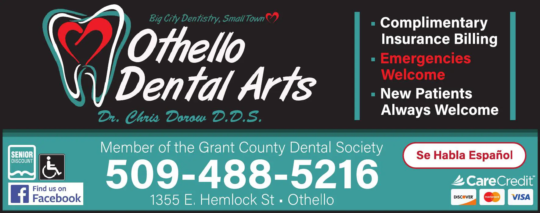 Dentists print ad for Othello Dental Arts