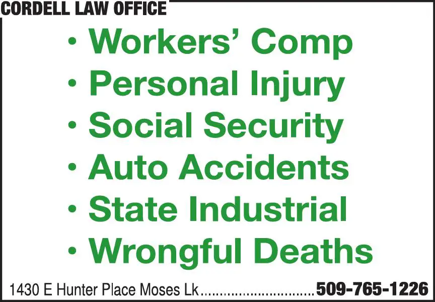 Attorneys - Workers Compensation print ad for Cordell Law Office