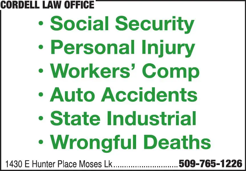 Attorneys - Social Security print ad for Cordell Law Office