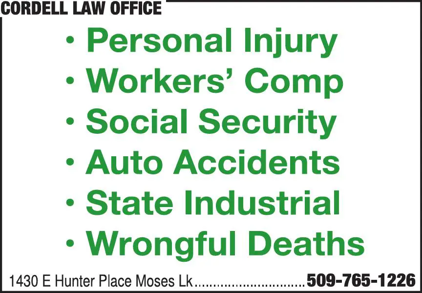 Attorneys - Personal Injury print ad for Cordell Law Office
