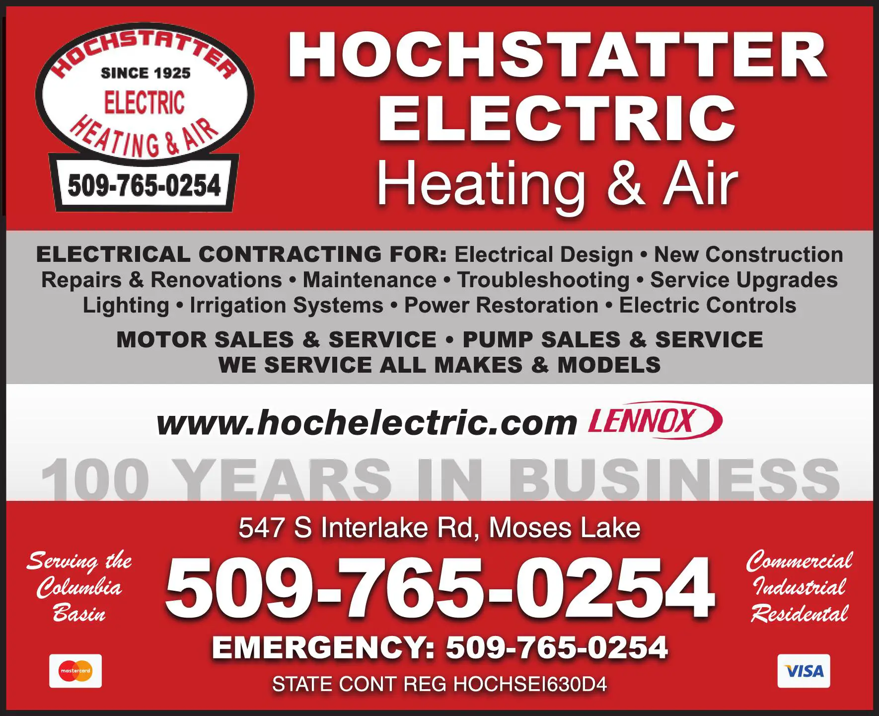 Electric Contractors print ad for Hochstatter Electric Heating & Air