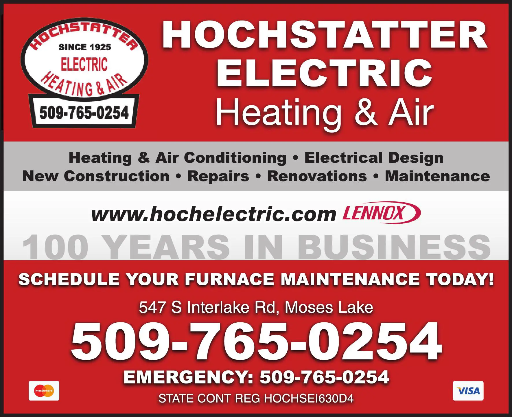 Air Conditioning - Contractors print ad for Hochstatter Electric Heating & Air